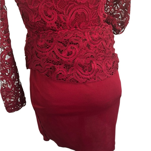 Windsor Burgundy Lace Bodycon Dress Romantic Elegant Holiday, Date Night SZ M - Picture 6 of 15